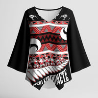 New Zealand Christmas Kimono Sleeve Blouse Funny Santa Claus Haka Dance with Tukutuku