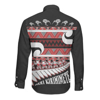 New Zealand Christmas Long Sleeve Button Shirt Funny Santa Claus Haka Dance with Tukutuku