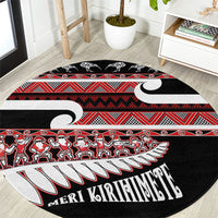 New Zealand Christmas Round Carpet Funny Santa Claus Haka Dance with Tukutuku LT03 Multicolor - Polynesian Pride