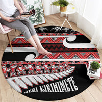 New Zealand Christmas Round Carpet Funny Santa Claus Haka Dance with Tukutuku LT03 - Polynesian Pride