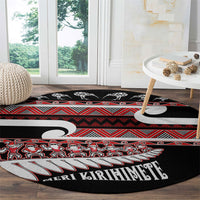 New Zealand Christmas Round Carpet Funny Santa Claus Haka Dance with Tukutuku LT03 - Polynesian Pride