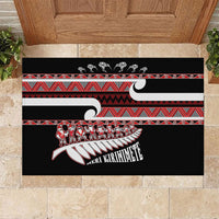 New Zealand Christmas Rubber Doormat Funny Santa Claus Haka Dance with Tukutuku LT03 Multicolor - Polynesian Pride