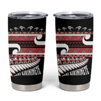 New Zealand Christmas Tumbler Cup Funny Santa Claus Haka Dance with Tukutuku LT03 Multicolor - Polynesian Pride