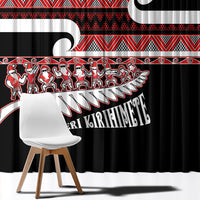 New Zealand Christmas Window Curtain Funny Santa Claus Haka Dance with Tukutuku LT03 - Polynesian Pride