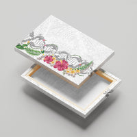 Hawaii DNA Kakau Tattoo Canvas Wall Art with Plumeria and Hibiscus Tropical Plants White Color LT03 - Polynesian Pride