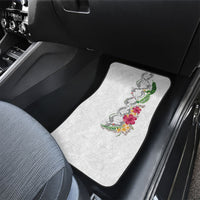 Hawaii DNA Kakau Tattoo Car Mats with Plumeria and Hibiscus Tropical Plants White Color LT03 - Polynesian Pride