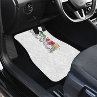 Hawaii DNA Kakau Tattoo Car Mats with Plumeria and Hibiscus Tropical Plants White Color LT03 - Polynesian Pride