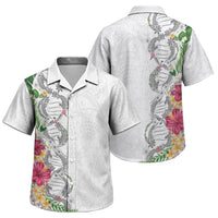Hawaii DNA Kakau Tattoo Family Matching Puletasi and Hawaiian Shirt with Plumeria and Hibiscus Tropical Plants White Color LT03 Son's Shirt White - Polynesian Pride