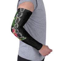 Hawaii DNA Kakau Tattoo Arm Sleeves with Plumeria and Hibiscus Tropical Plants Black Color LT03 - Polynesian Pride