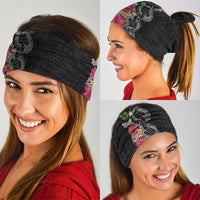 Hawaii DNA Kakau Tattoo Neck Gaiter with Plumeria and Hibiscus Tropical Plants Black Color LT03 - Polynesian Pride
