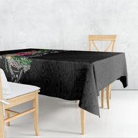 Hawaii DNA Kakau Tattoo Tablecloth with Plumeria and Hibiscus Tropical Plants Black Color LT03 - Polynesian Pride