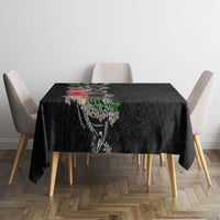 Hawaii DNA Kakau Tattoo Tablecloth with Plumeria and Hibiscus Tropical Plants Black Color LT03 - Polynesian Pride