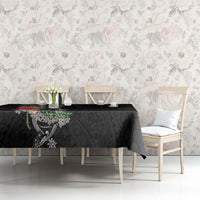 Hawaii DNA Kakau Tattoo Tablecloth with Plumeria and Hibiscus Tropical Plants Black Color LT03 - Polynesian Pride