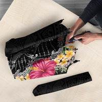 Hawaii DNA Kakau Tattoo Umbrella with Plumeria and Hibiscus Tropical Plants Black Color LT03 - Polynesian Pride
