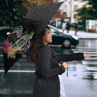Hawaii DNA Kakau Tattoo Umbrella with Plumeria and Hibiscus Tropical Plants Black Color LT03 - Polynesian Pride