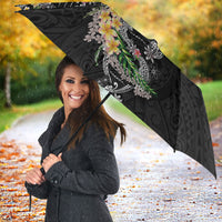 Hawaii DNA Kakau Tattoo Umbrella with Plumeria and Hibiscus Tropical Plants Black Color LT03 - Polynesian Pride