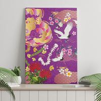 Hawaiian and Japanese Culture Together Canvas Wall Art Kakau Tribal Pattern and Irezumi Art Purple Color LT03 - Polynesian Pride