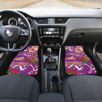 Hawaiian and Japanese Culture Together Car Mats Kakau Tribal Pattern and Irezumi Art Purple Color