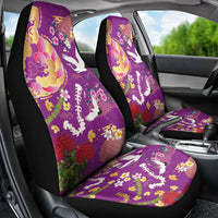 Hawaiian and Japanese Culture Together Car Seat Cover Kakau Tribal Pattern and Irezumi Art Purple Color LT03 - Polynesian Pride