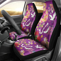 Hawaiian and Japanese Culture Together Car Seat Cover Kakau Tribal Pattern and Irezumi Art Purple Color LT03 - Polynesian Pride