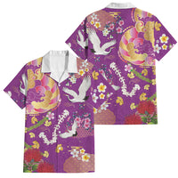 Hawaiian and Japanese Culture Together Family Matching Puletasi and Hawaiian Shirt Kakau Tribal Pattern and Irezumi Art Purple Color