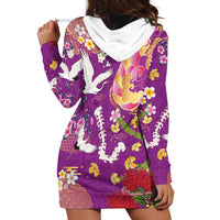 Hawaiian and Japanese Culture Together Hoodie Dress Kakau Tribal Pattern and Irezumi Art Purple Color LT03 - Polynesian Pride