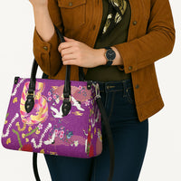 Hawaiian and Japanese Culture Together Leather Bag Kakau Tribal Pattern and Irezumi Art Purple Color LT03 - Polynesian Pride