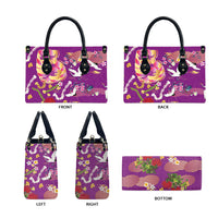 Hawaiian and Japanese Culture Together Leather Bag Kakau Tribal Pattern and Irezumi Art Purple Color LT03 - Polynesian Pride
