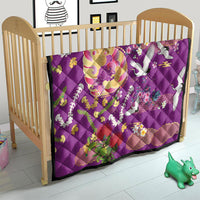 Hawaiian and Japanese Culture Together Quilt Kakau Tribal Pattern and Irezumi Art Purple Color LT03 - Polynesian Pride