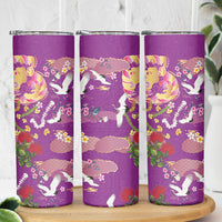 Hawaiian and Japanese Culture Together Skinny Tumbler Kakau Tribal Pattern and Irezumi Art Purple Color LT03 - Polynesian Pride