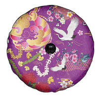 Hawaiian and Japanese Culture Together Spare Tire Cover Kakau Tribal Pattern and Irezumi Art Purple Color LT03 - Polynesian Pride