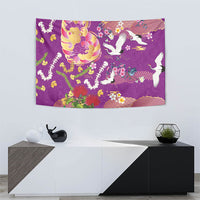 Hawaiian and Japanese Culture Together Tapestry Kakau Tribal Pattern and Irezumi Art Purple Color LT03 - Polynesian Pride