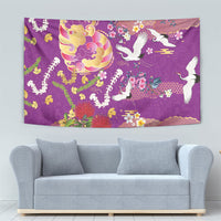 Hawaiian and Japanese Culture Together Tapestry Kakau Tribal Pattern and Irezumi Art Purple Color LT03 - Polynesian Pride