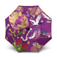 Hawaiian and Japanese Culture Together Umbrella Kakau Tribal Pattern and Irezumi Art Purple Color LT03 One Size Folded 11.42 inch Opened Diameter 37.4 inch Purple - Polynesian Pride