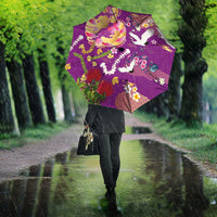 Hawaiian and Japanese Culture Together Umbrella Kakau Tribal Pattern and Irezumi Art Purple Color LT03 - Polynesian Pride