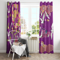 Hawaiian and Japanese Culture Together Window Curtain Kakau Tribal Pattern and Irezumi Art Purple Color LT03 - Polynesian Pride