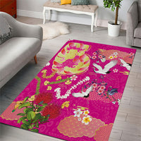Hawaiian and Japanese Culture Together Area Rug Kakau Tribal Pattern and Irezumi Art Pink Color LT03 - Polynesian Pride