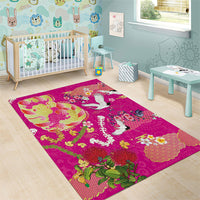 Hawaiian and Japanese Culture Together Area Rug Kakau Tribal Pattern and Irezumi Art Pink Color LT03 - Polynesian Pride