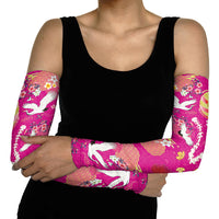 Hawaiian and Japanese Culture Together Arm Sleeves Kakau Tribal Pattern and Irezumi Art Pink Color LT03 - Polynesian Pride