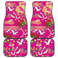 Hawaiian and Japanese Culture Together Car Mats Kakau Tribal Pattern and Irezumi Art Pink Color LT03 - Polynesian Pride