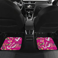 Hawaiian and Japanese Culture Together Car Mats Kakau Tribal Pattern and Irezumi Art Pink Color LT03 Set 2pcs - Back Pink - Polynesian Pride