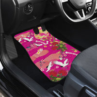 Hawaiian and Japanese Culture Together Car Mats Kakau Tribal Pattern and Irezumi Art Pink Color LT03 - Polynesian Pride
