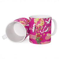 Hawaiian and Japanese Culture Together Ceramic Mug Kakau Tribal Pattern and Irezumi Art Pink Color LT03 - Polynesian Pride