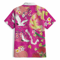Hawaiian and Japanese Culture Together Hawaiian Shirt Kakau Tribal Pattern and Irezumi Art Pink Color LT03 - Polynesian Pride