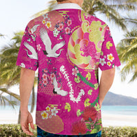 Hawaiian and Japanese Culture Together Hawaiian Shirt Kakau Tribal Pattern and Irezumi Art Pink Color LT03 - Polynesian Pride