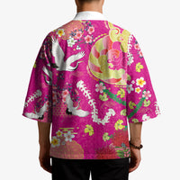Hawaiian and Japanese Culture Together Kimono Kakau Tribal Pattern and Irezumi Art Pink Color