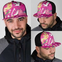 Hawaiian and Japanese Culture Together Mesh Trucker Cap Kakau Tribal Pattern and Irezumi Art Pink Color LT03 - Polynesian Pride