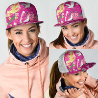 Hawaiian and Japanese Culture Together Mesh Trucker Cap Kakau Tribal Pattern and Irezumi Art Pink Color LT03 - Polynesian Pride