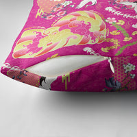 Hawaiian and Japanese Culture Together Pillow Cover Kakau Tribal Pattern and Irezumi Art Pink Color LT03 - Polynesian Pride