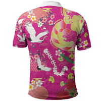 Hawaiian and Japanese Culture Together Polo Shirt Kakau Tribal Pattern and Irezumi Art Pink Color LT03 - Polynesian Pride